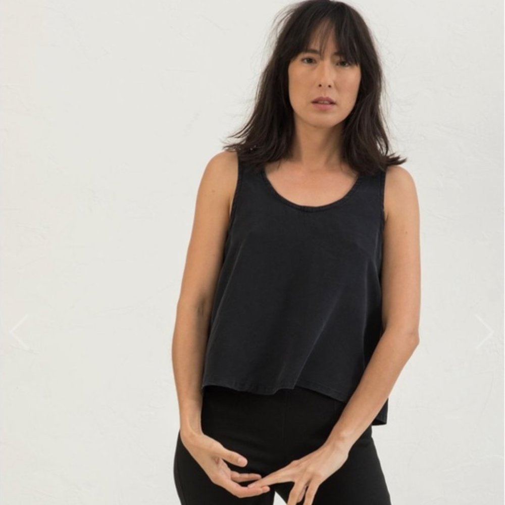 Elizabeth Suzann Ella Slip Tank Black Silk Crepe, Size M